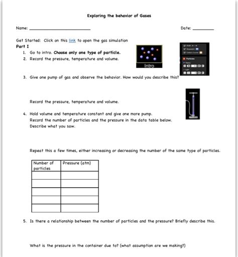 14.1 the behavior of gases worksheet answers
